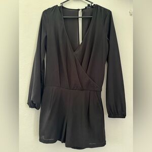 Black see through Long Sleeve Romper